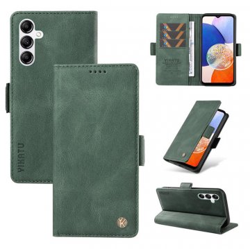 YIKATU Samsung Galaxy A14 5G Skin-touch Wallet Kickstand Case Green