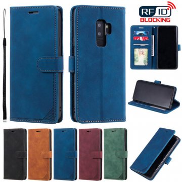 Samsung Galaxy S9 Plus Wallet RFID Blocking Kickstand Case Blue