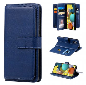 Samsung Galaxy A51 5G Multi-function 10 Card Slots Wallet Case Dark Blue