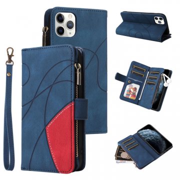 iPhone 11 Pro Max Zipper Wallet Magnetic Stand Case Blue