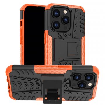 Dual Layer Hybrid Anti-Slip iPhone 14 Pro Max Kickstand Case Orange