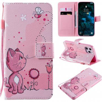 iPhone 12 Pro Max Embossed Cats and Bees Wallet Magnetic Stand Case