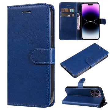 Solid Color Wallet Magnetic Stand Leather Phone Case Blue