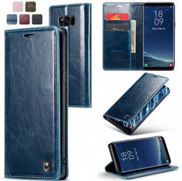 CaseMe Samsung Galaxy S8 Plus Wallet Kickstand Magnetic Case Blue