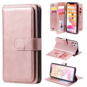 iPhone 11 Pro Max Multi-function 10 Card Slots Wallet Case Rose Gold