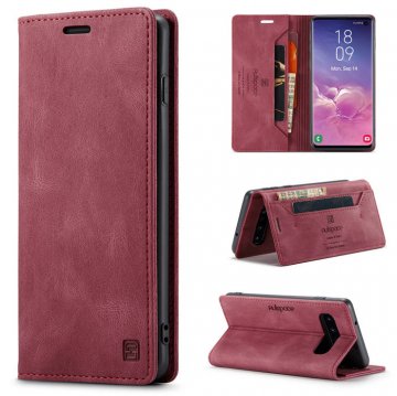 Autspace Samsung Galaxy S10 Wallet Kickstand Magnetic Case Red