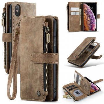 CaseMe iPhone X/XS Wallet Kickstand Retro Leather Case Coffee