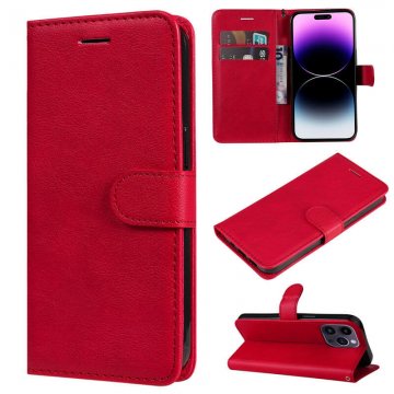 Solid Color Wallet Magnetic Stand Leather Phone Case Red