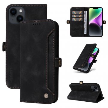 YIKATU Wallet Magnetic Stand Matte Leather Phone Case Black