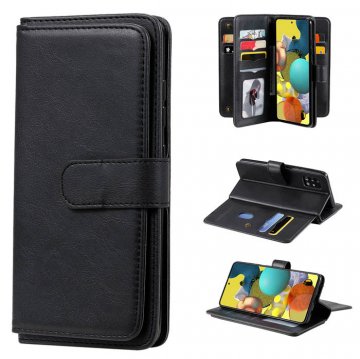 Samsung Galaxy A51 5G Multi-function 10 Card Slots Wallet Case Black