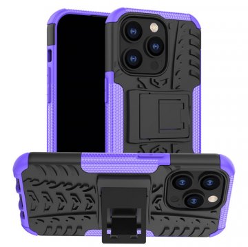 Dual Layer Hybrid Anti-Slip iPhone 14 Pro Kickstand Case Purple