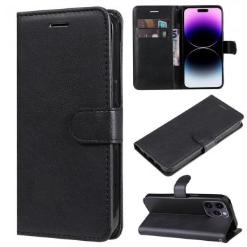 Solid Color Wallet Magnetic Stand Leather Phone Case Black