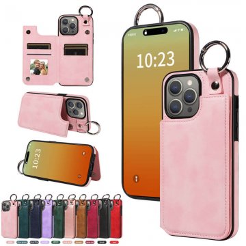 Card Holder Kickstand PU Leather Phone Case Cover Pink