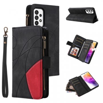 Samsung Galaxy A73 5G Zipper Wallet Magnetic Stand Case Black
