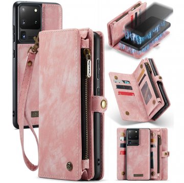 CaseMe Samsung Galaxy S20 Ultra Wallet Case with Wrist Strap Pink