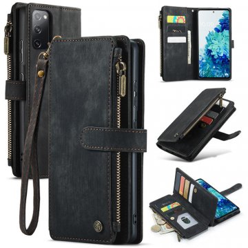 CaseMe Samsung Galaxy S20 FE Wallet Kickstand Retro Case Black