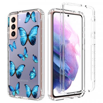 Samsung Galaxy S21 Clear Bumper TPU Blue Butterfly Case