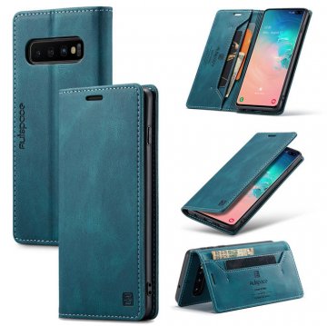 Autspace Samsung Galaxy S10 Plus Wallet Kickstand Case Blue