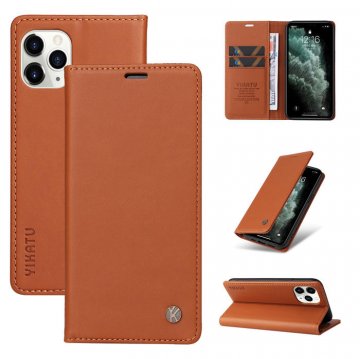 YIKATU iPhone 11 Pro Wallet Kickstand Magnetic Case Brown