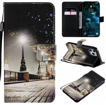 iPhone 12 Pro Max Embossed City Night View Wallet Magnetic Stand Case
