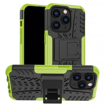 Dual Layer Hybrid Anti-Slip iPhone 14 Pro Max Kickstand Case Green