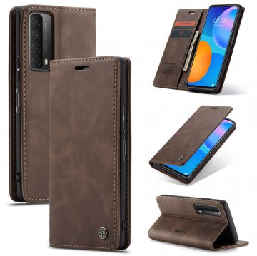 CaseMe Huawei P Smart 2021 Wallet Kickstand Magnetic Flip Case Coffee