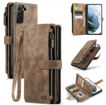 CaseMe Samsung Galaxy S22 Plus Wallet Kickstand Leather Case Coffee