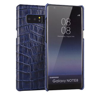 Samsung Galaxy Note 8 Genuine Leather Embossed Crocodile Back Cover Blue