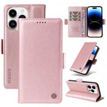 YIKATU Wallet Magnetic Flip Stand Leather Phone Case Rose Gold