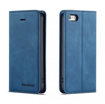 Forwenw iPhone 5S/SE Wallet Kickstand Magnetic Shockproof Case Blue