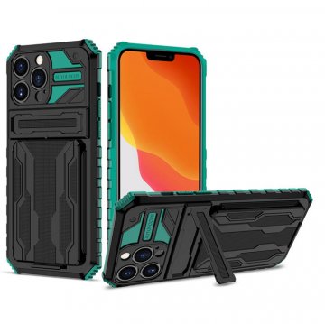 iPhone 13 Pro Max Card Slot Kickstand Shockproof Case Green