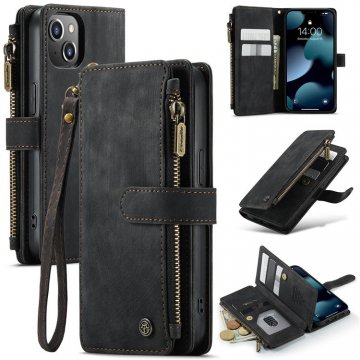 CaseMe iPhone 13 Wallet Kickstand Retro Leather Case Black
