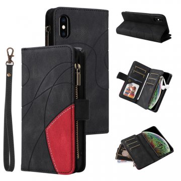 iPhone X/XS Zipper Wallet Magnetic Stand Case Black