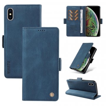 YIKATU iPhone XS Max Skin-touch Wallet Kickstand Case Blue