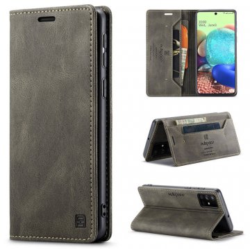 Autspace Samsung Galaxy A71 Wallet Kickstand Magnetic Case Coffee