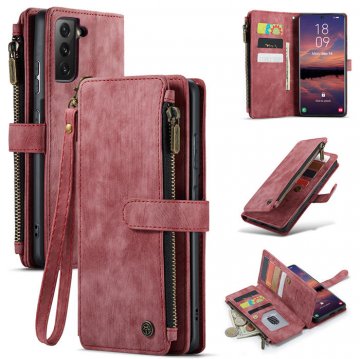 CaseMe Samsung Galaxy S22 Plus Wallet Kickstand Leather Case Red