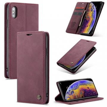 CaseMe iPhone X Wallet Stand Magnetic Flip Leather Case Red
