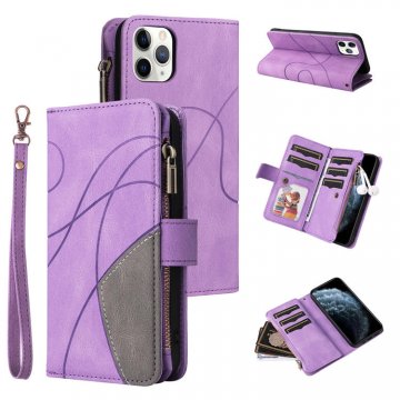iPhone 11 Pro Max Zipper Wallet Magnetic Stand Case Purple