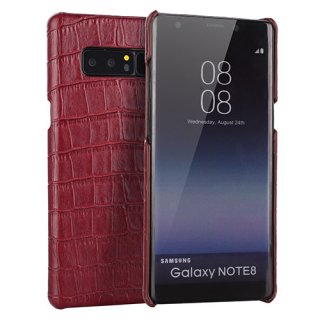 Samsung Galaxy Note 8 Genuine Leather Embossed Crocodile Back Cover Red