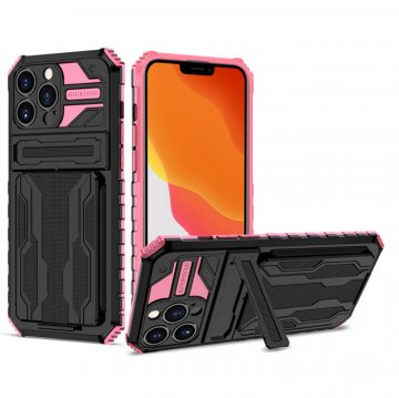 iPhone 13 Pro Max Card Slot Kickstand Shockproof Case Pink