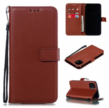 iPhone 11 Wallet Kickstand Magnetic PU Leather Case Brown