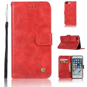 iPhone 7 Plus/8 Plus Premium Vintage Wallet Kickstand Case Red