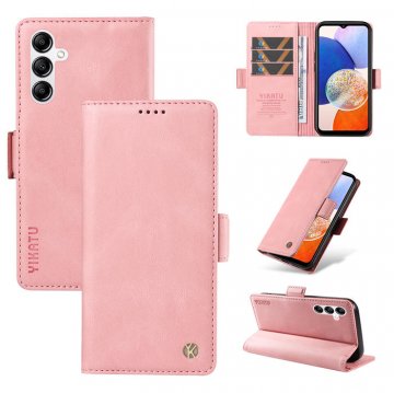 YIKATU Samsung Galaxy A14 5G Skin-touch Wallet Kickstand Case Pink
