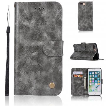 iPhone 7 Plus/8 Plus Premium Vintage Wallet Kickstand Case Gray