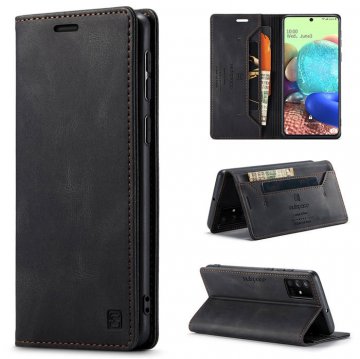 Autspace Samsung Galaxy A71 Wallet Kickstand Magnetic Case Black