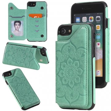 iPhone 7/8/SE 2020 Embossed Wallet Magnetic Stand Case Green
