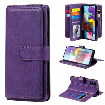 Samsung Galaxy A51 Multi-function 10 Card Slots Wallet Case Violet