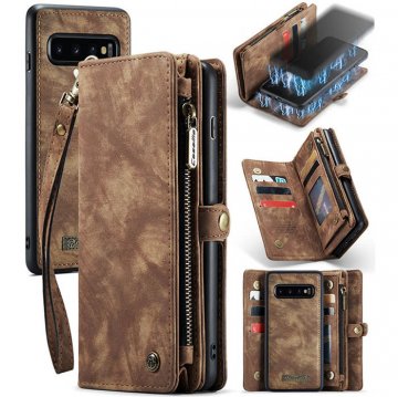 CaseMe Samsung Galaxy S10 Wallet Case with Wrist Strap Coffee
