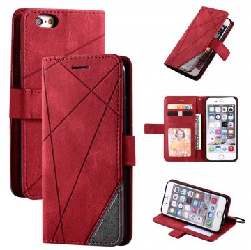 iPhone 6/6s Wallet Splicing Kickstand PU Leather Case Red