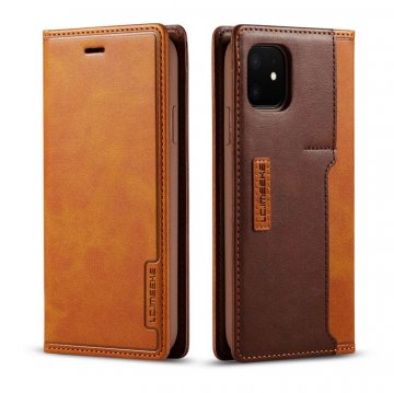 LC.IMEEKE iPhone 11 Wallet Magnetic Stand Case with Card Slots Brown